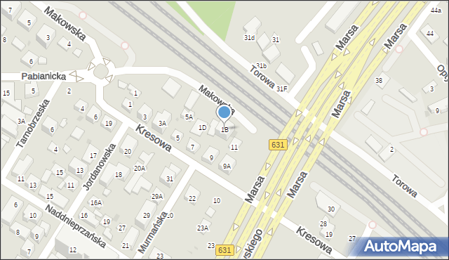 Warszawa, Makowska, 1B, mapa Warszawy