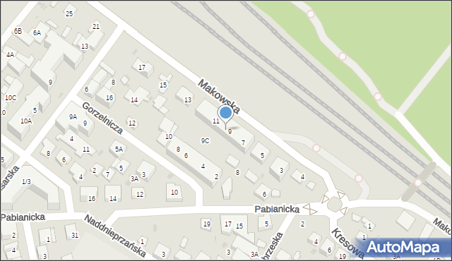 Warszawa, Makowska, 9B, mapa Warszawy