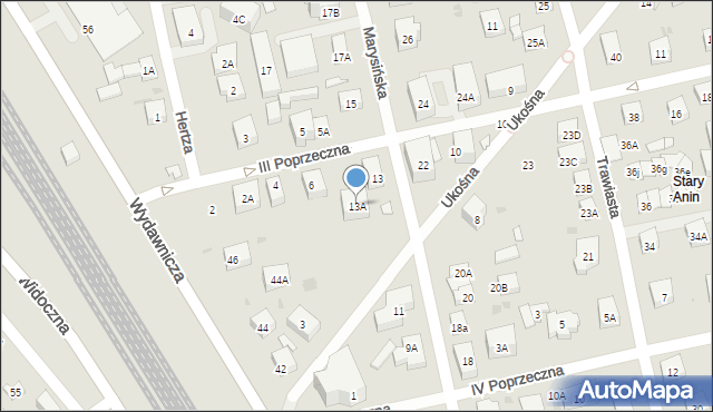 Warszawa, Marysińska, 13A, mapa Warszawy