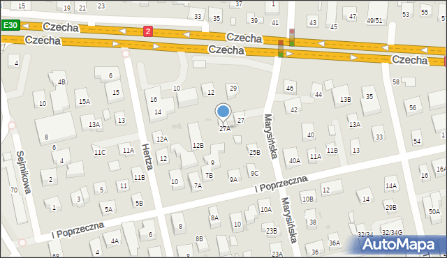 Warszawa, Marysińska, 27A, mapa Warszawy