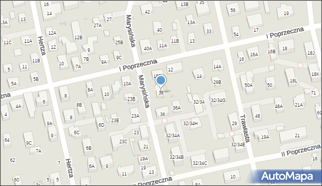 Warszawa, Marysińska, 38, mapa Warszawy