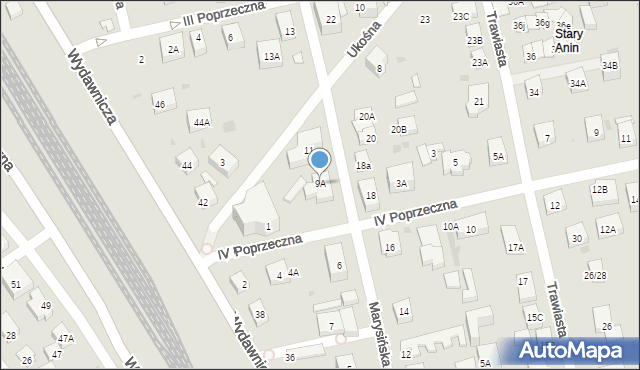 Warszawa, Marysińska, 9A, mapa Warszawy