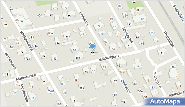 Warszawa, Małowiejska, 57, mapa Warszawy