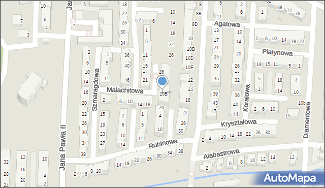 Warszawa, Malachitowa, 20B, mapa Warszawy