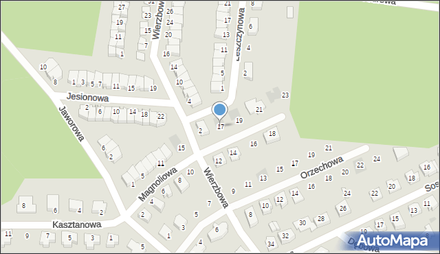 Wasilków, Magnoliowa, 17, mapa Wasilków