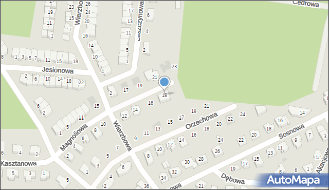 Wasilków, Magnoliowa, 18, mapa Wasilków