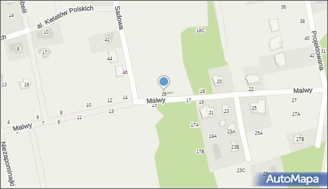 Wiązowna, Malwy, 16, mapa Wiązowna