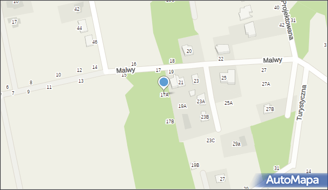 Wiązowna, Malwy, 17A, mapa Wiązowna