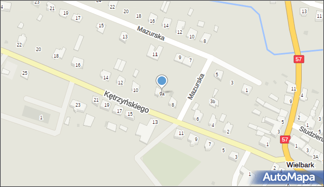 Wielbark, Mazurska, 9a, mapa Wielbark