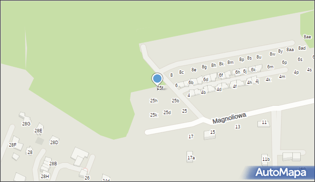 Wieliczka, Magnoliowa, 25g, mapa Wieliczka