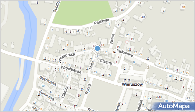 Wieruszów, Mała, 2, mapa Wieruszów