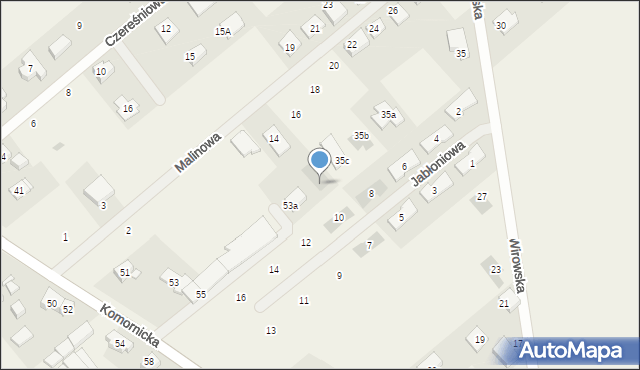 Wiry, Malinowa, 14a, mapa Wiry