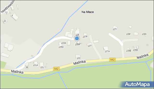 Wisła, Malinka, 105A, mapa Wisła