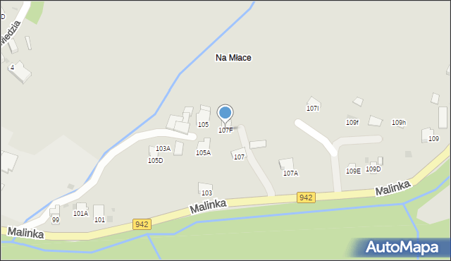 Wisła, Malinka, 107F, mapa Wisła