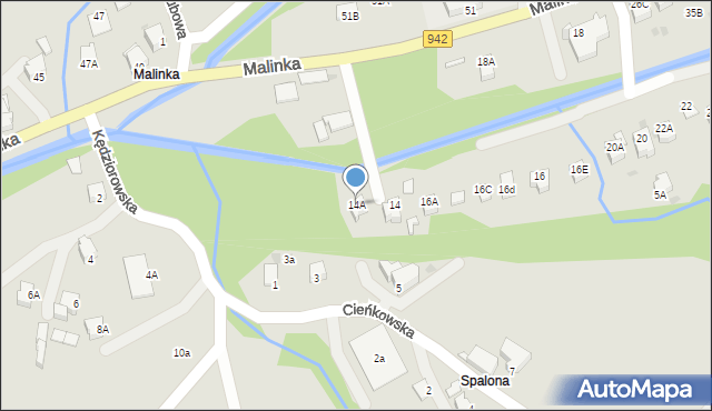Wisła, Malinka, 14A, mapa Wisła