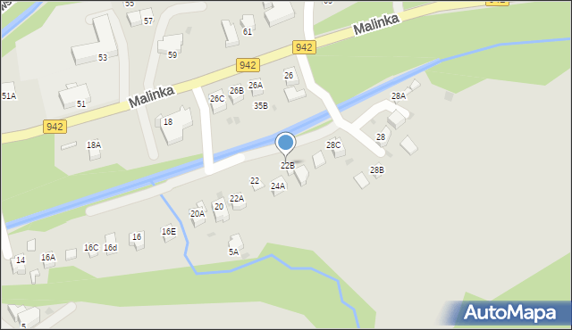Wisła, Malinka, 22B, mapa Wisła