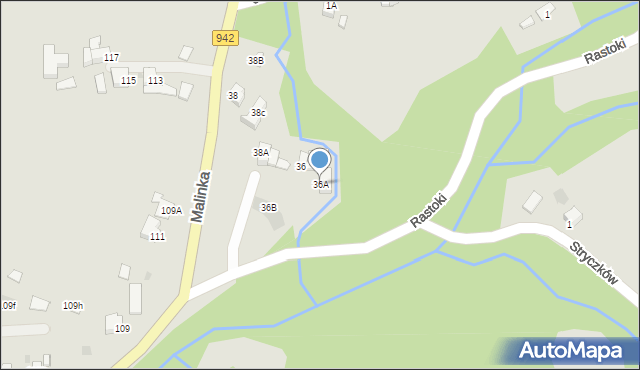 Wisła, Malinka, 36A, mapa Wisła