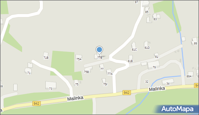 Wisła, Malinka, 77B, mapa Wisła