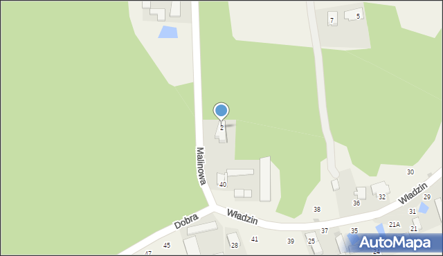 Władzin, Malinowa, 2, mapa Władzin