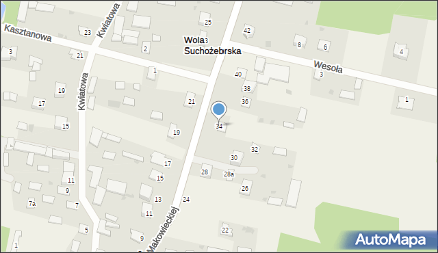 Wola Suchożebrska, Makowieckiej Zofii, 34, mapa Wola Suchożebrska