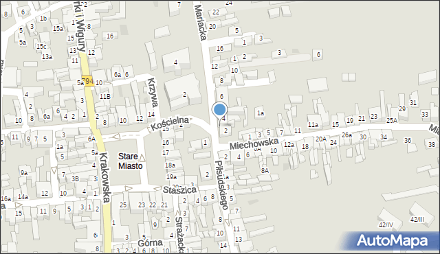 Wolbrom, Mariacka, 2a, mapa Wolbrom