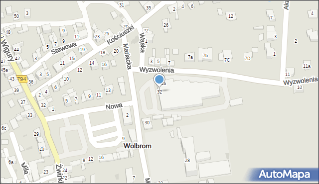 Wolbrom, Mariacka, 32, mapa Wolbrom
