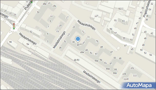 Wrocław, Madalińskiego Antoniego Józefa, gen., 43, mapa Wrocławia