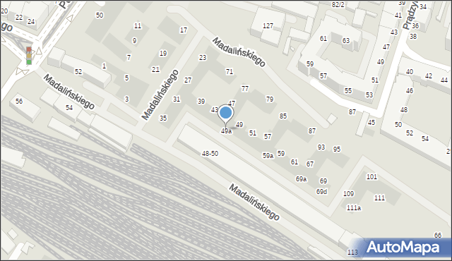 Wrocław, Madalińskiego Antoniego Józefa, gen., 49a, mapa Wrocławia