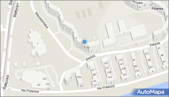 Wrocław, Macedońska, 5, mapa Wrocławia