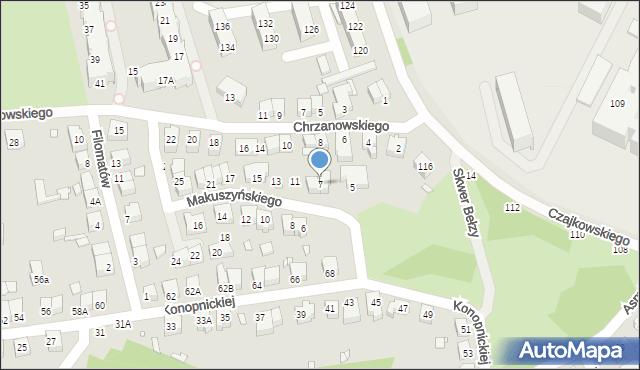 Wrocław, Makuszyńskiego Kornela, 7, mapa Wrocławia