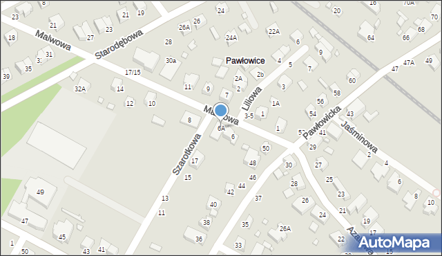 Wrocław, Malwowa, 6A, mapa Wrocławia