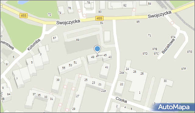 Wrocław, Magellana Ferdynanda, 47, mapa Wrocławia