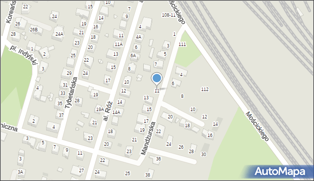 Wrocław, Mandżurska, 11, mapa Wrocławia