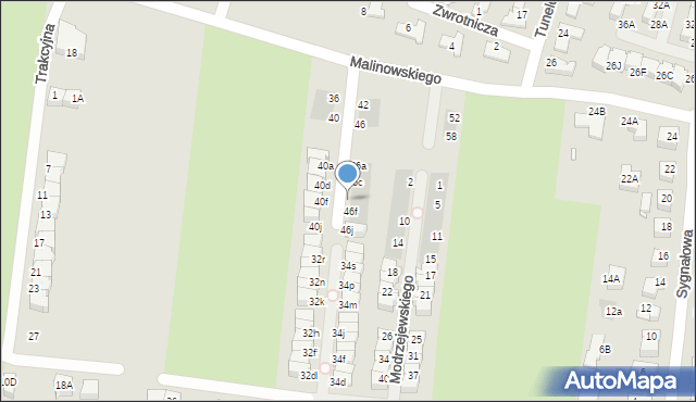 Wrocław, Malinowskiego Ernesta, 46k, mapa Wrocławia