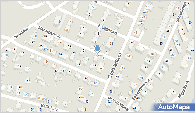 Wrocław, Marcepanowa, 1A, mapa Wrocławia