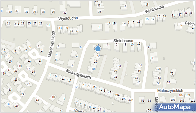 Wrocław, Maleczyńskich Ewy i Karola, 22, mapa Wrocławia