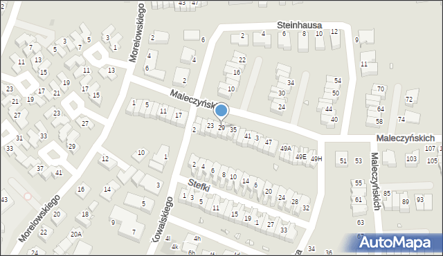 Wrocław, Maleczyńskich Ewy i Karola, 29, mapa Wrocławia