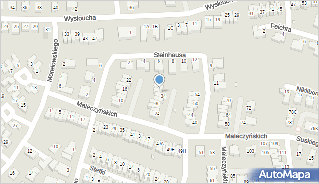 Wrocław, Maleczyńskich Ewy i Karola, 36, mapa Wrocławia