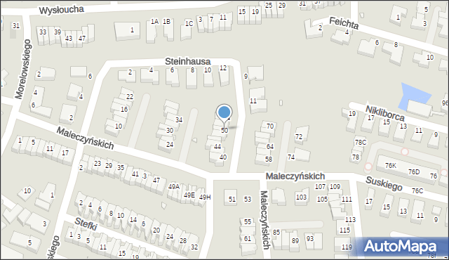 Wrocław, Maleczyńskich Ewy i Karola, 50, mapa Wrocławia