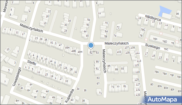 Wrocław, Maleczyńskich Ewy i Karola, 51, mapa Wrocławia