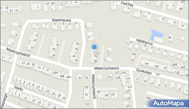 Wrocław, Maleczyńskich Ewy i Karola, 66, mapa Wrocławia