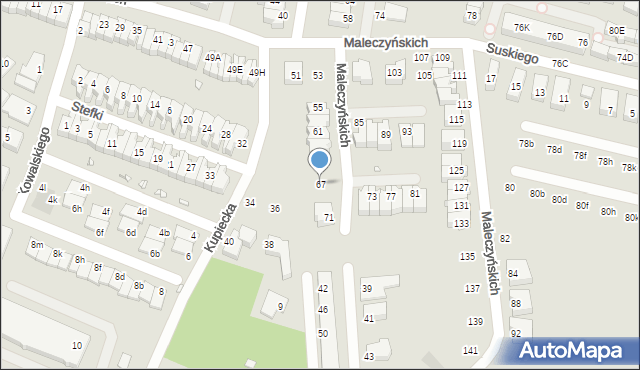 Wrocław, Maleczyńskich Ewy i Karola, 67, mapa Wrocławia