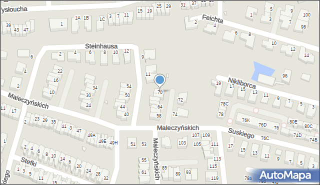 Wrocław, Maleczyńskich Ewy i Karola, 70, mapa Wrocławia