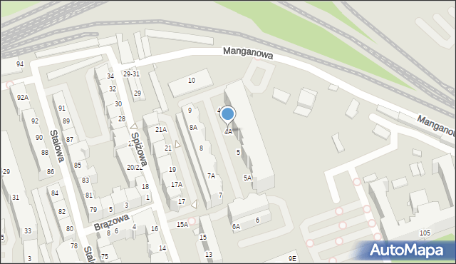 Wrocław, Manganowa, 4A, mapa Wrocławia