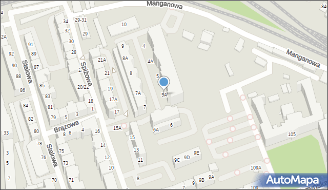 Wrocław, Manganowa, 5A, mapa Wrocławia