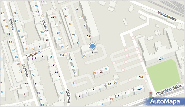 Wrocław, Manganowa, 6, mapa Wrocławia