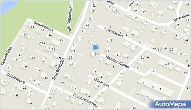 Wrocław, Mandarynkowa, 1, mapa Wrocławia