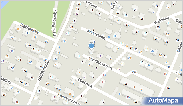 Wrocław, Mandarynkowa, 2, mapa Wrocławia