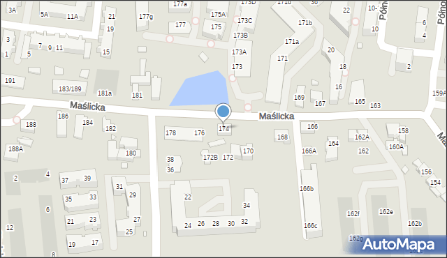 Wrocław, Maślicka, 174, mapa Wrocławia