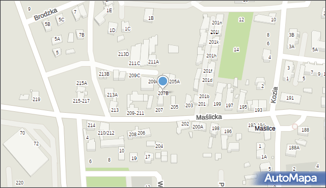 Wrocław, Maślicka, 207B, mapa Wrocławia